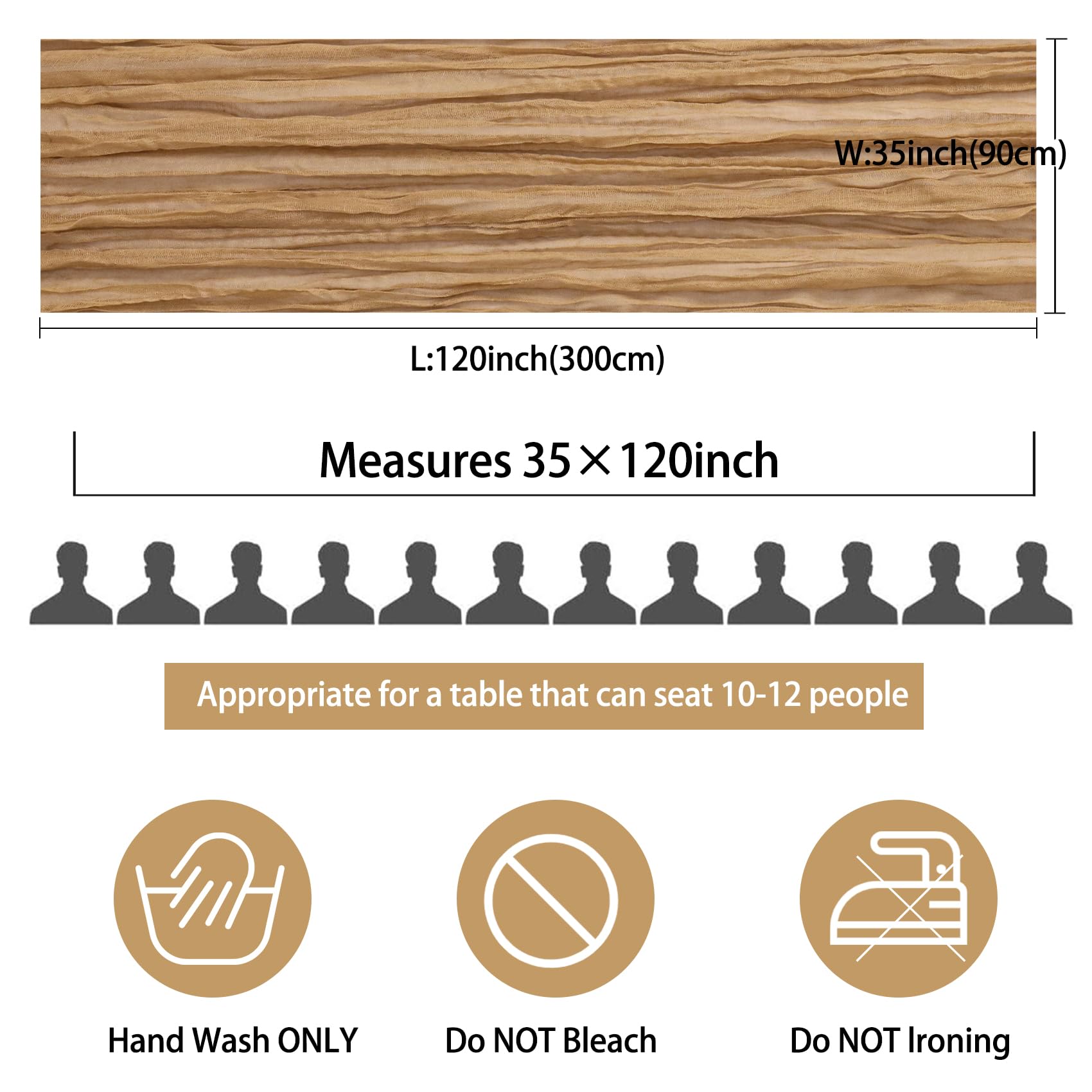 12 Pack 10Ft Cheesecloth Table Runner 35x120 Inch Boho Gauze Table Runner Rustic Cheese Cloth Long Table Runner Romantic Table Runner for Wedding Bridal Shower Birthday Party Table Decor (Nude)