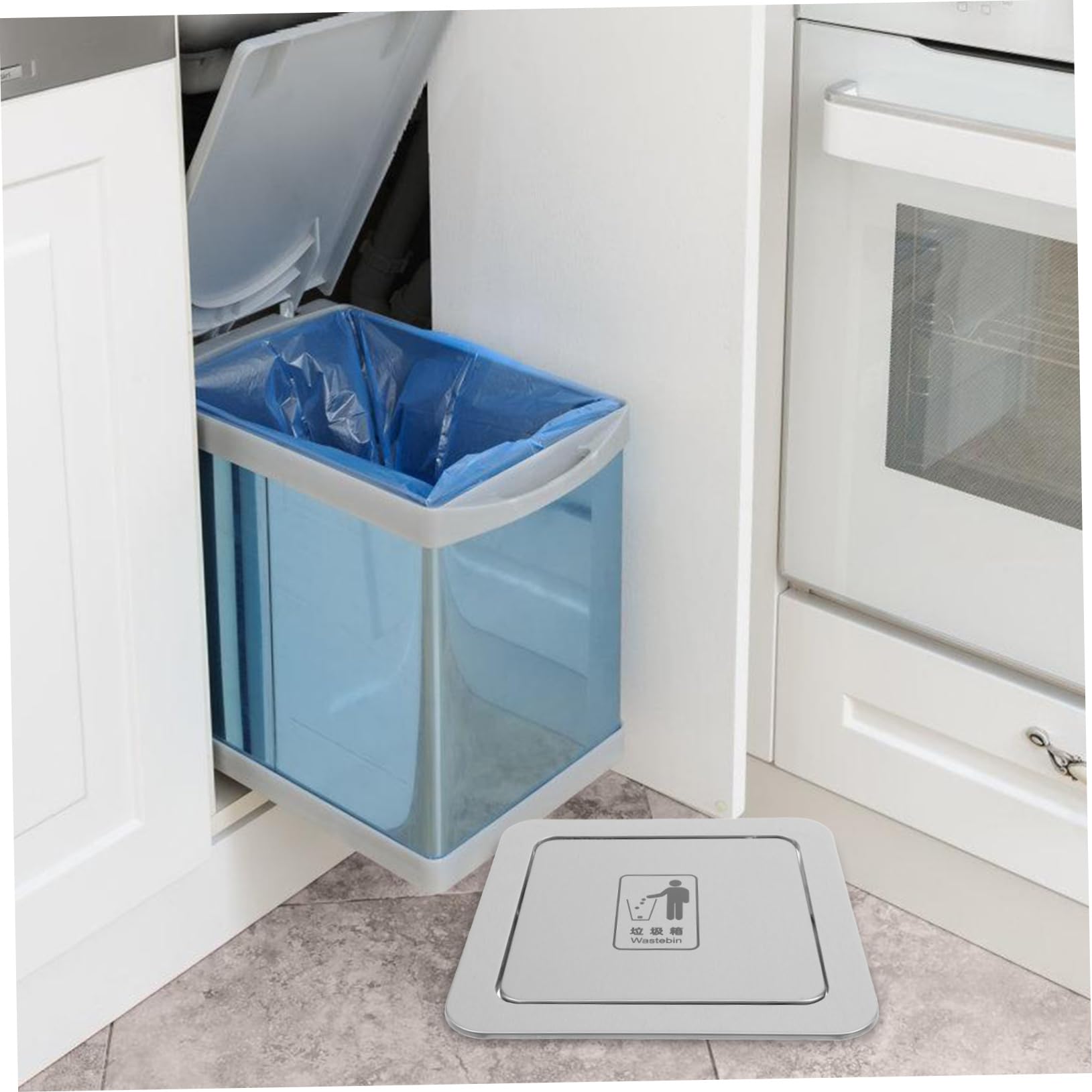 Cabilock Tapa De Cubo De Basura Y Desechos Cuadrada Tapa De Acero Inoxidable Empotrada En La Encimera Tapa De Compuerta De Ojal Para Basura Tapa De Cubo De Basura Abatible