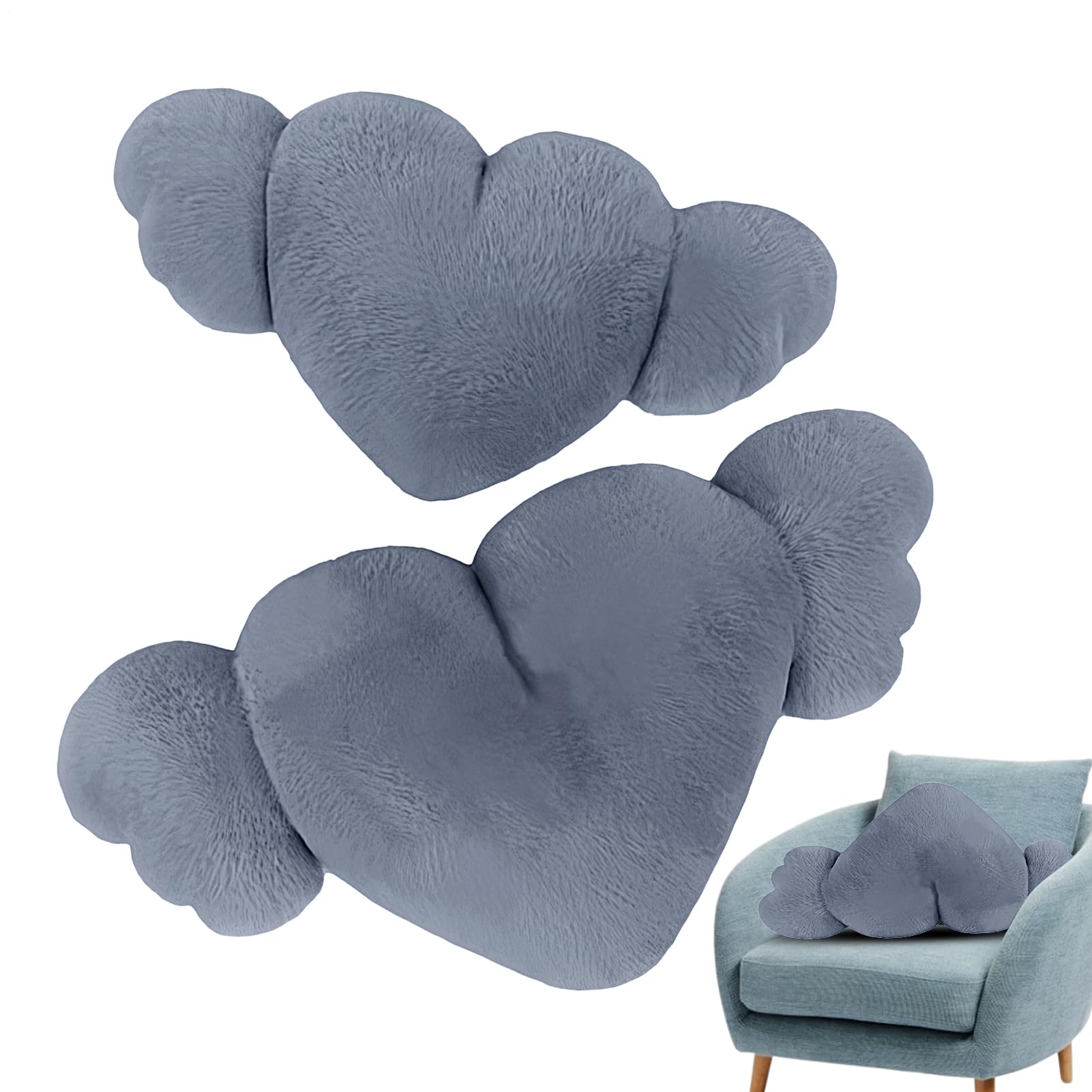 Poggiatesta per auto a forma di cuore, cuscino per il collo a | forma di cuore per auto, 2X Cuscino poggiatesta per auto con, Adorabile cuscino in peluche per viaggiare in auto, decorare il
