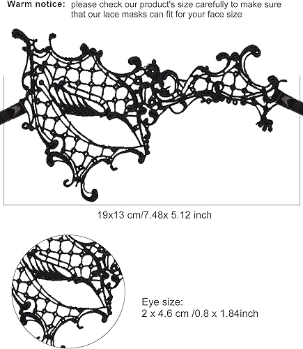 Vista 8 de JOVITEC 10 máscaras multicolor para mujer, máscaras venecianas de encaje, para Halloween, carnaval, mari, hierba, fiesta de disfraces