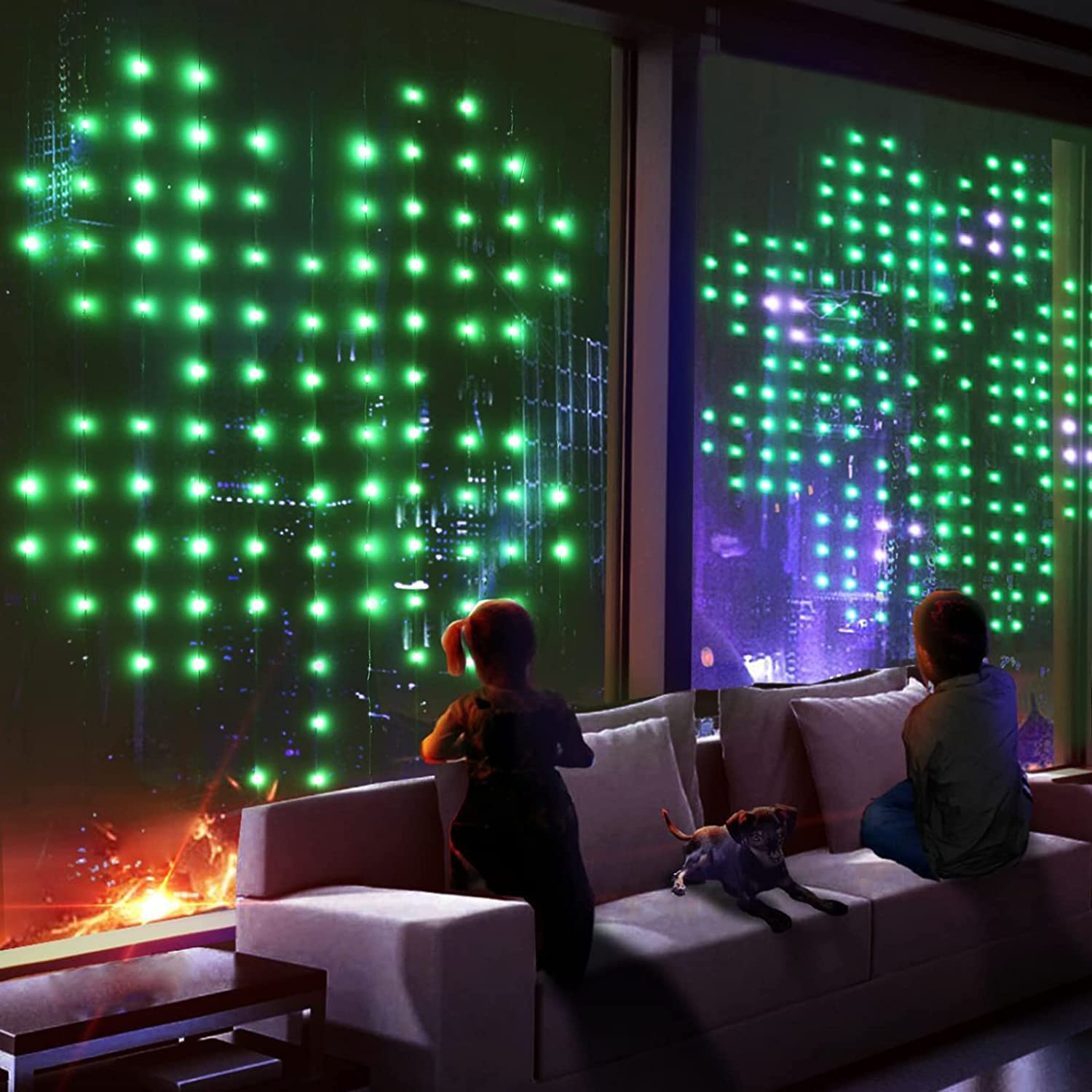 400LED Lichtervorhang, 114+ Urlaubsmuster Lichterketten Vorhang mit Musik Sync Fernbedienung Timer, Wanddeko Smart Lichterketten Vorhang Bunt für Party Hochzeit Geburtstag und St. Patrick's Day Deko