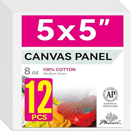 Miniatura 36 de PHOENIX Paneles de Lienzo Pequeños para Pintura de 3x5 Pulgadas, Paquete de Valor de 12 Unidades - 8 Oz Triple Imprimado 100% Algodón Libre de Ácido