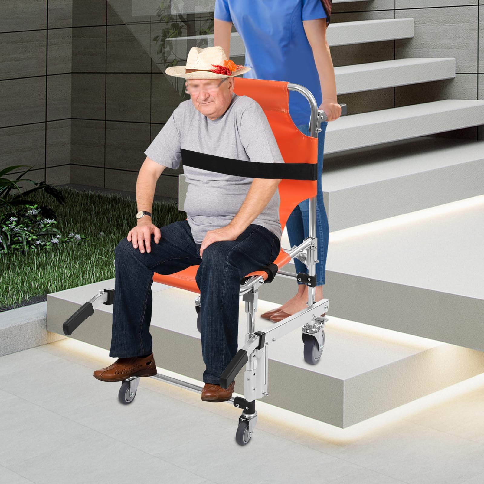 EMS - Silla de escalera plegable de emergencia, silla de ruedas para subir escaleras, 160 kg, para personas mayores y discapacitados, evacuación de ambulancia, verde