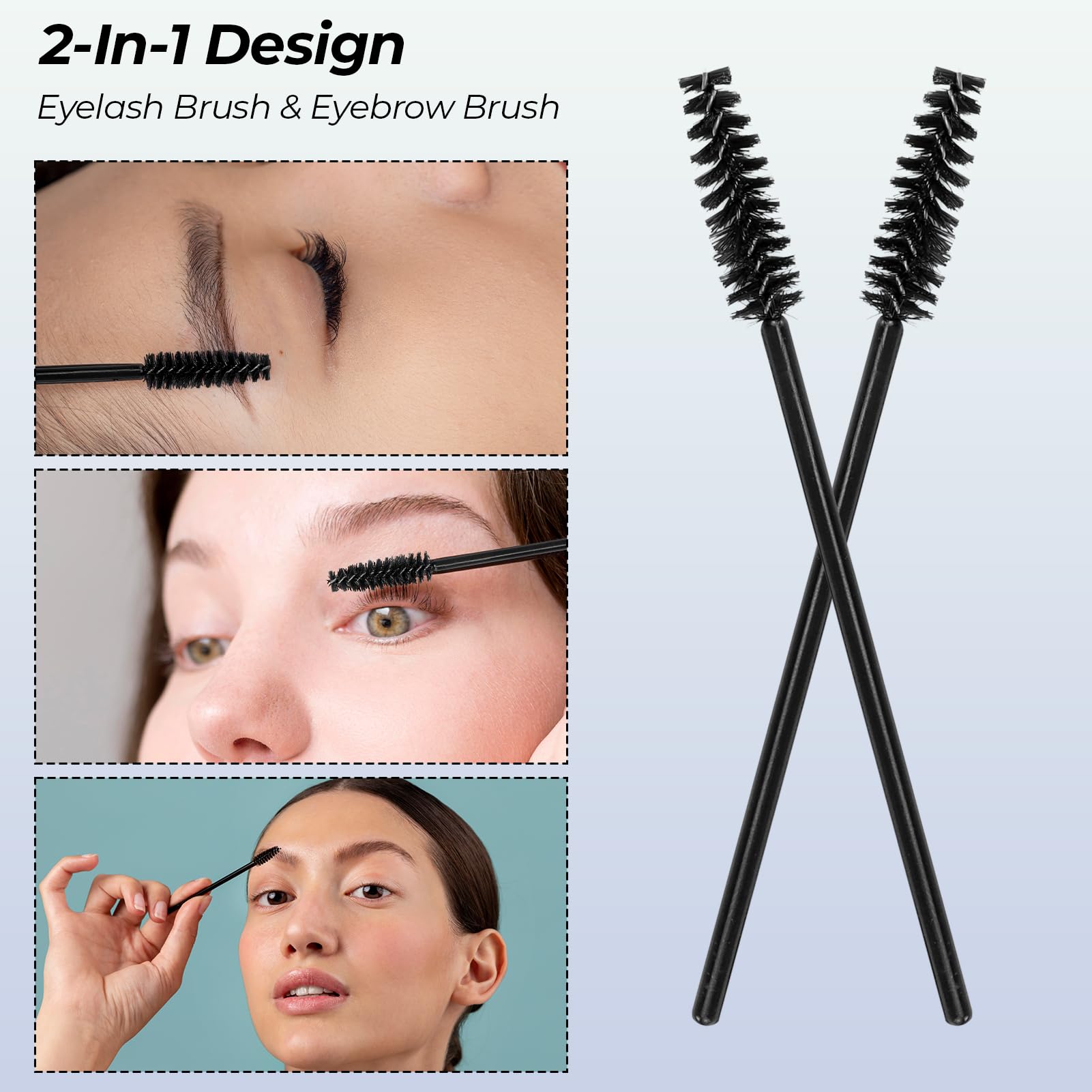 Set di 150 pennelli per ciglia, colore nero, per mascara, bacchette magiche, pieghevoli, per pettinare e allungare le ciglia