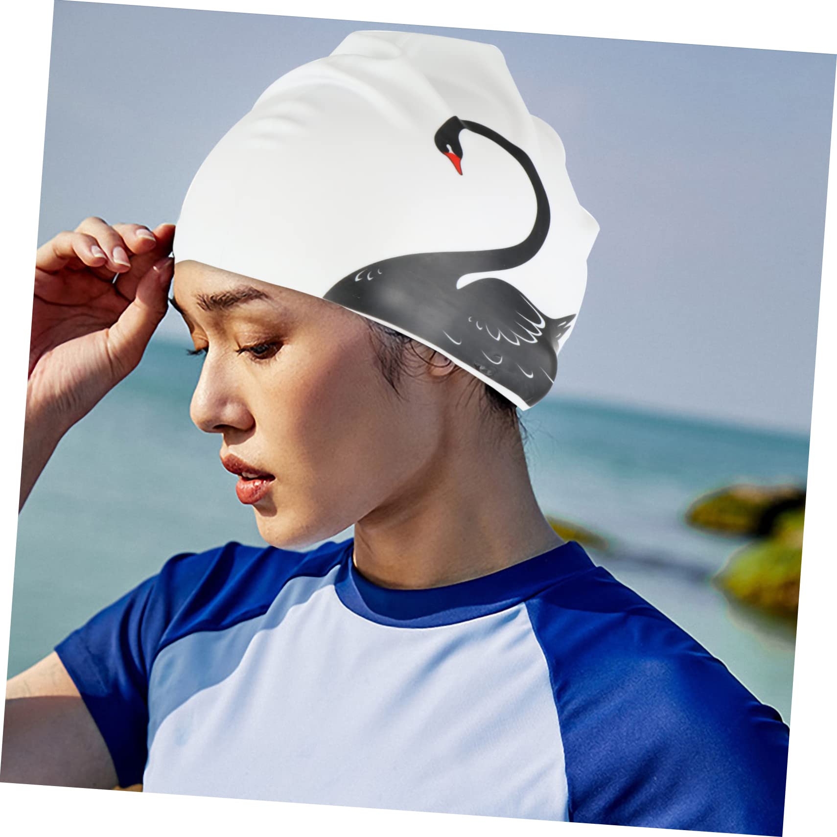 Cuffia Piscina Donna Silicone Orecchie Cigno 2 Pezzi