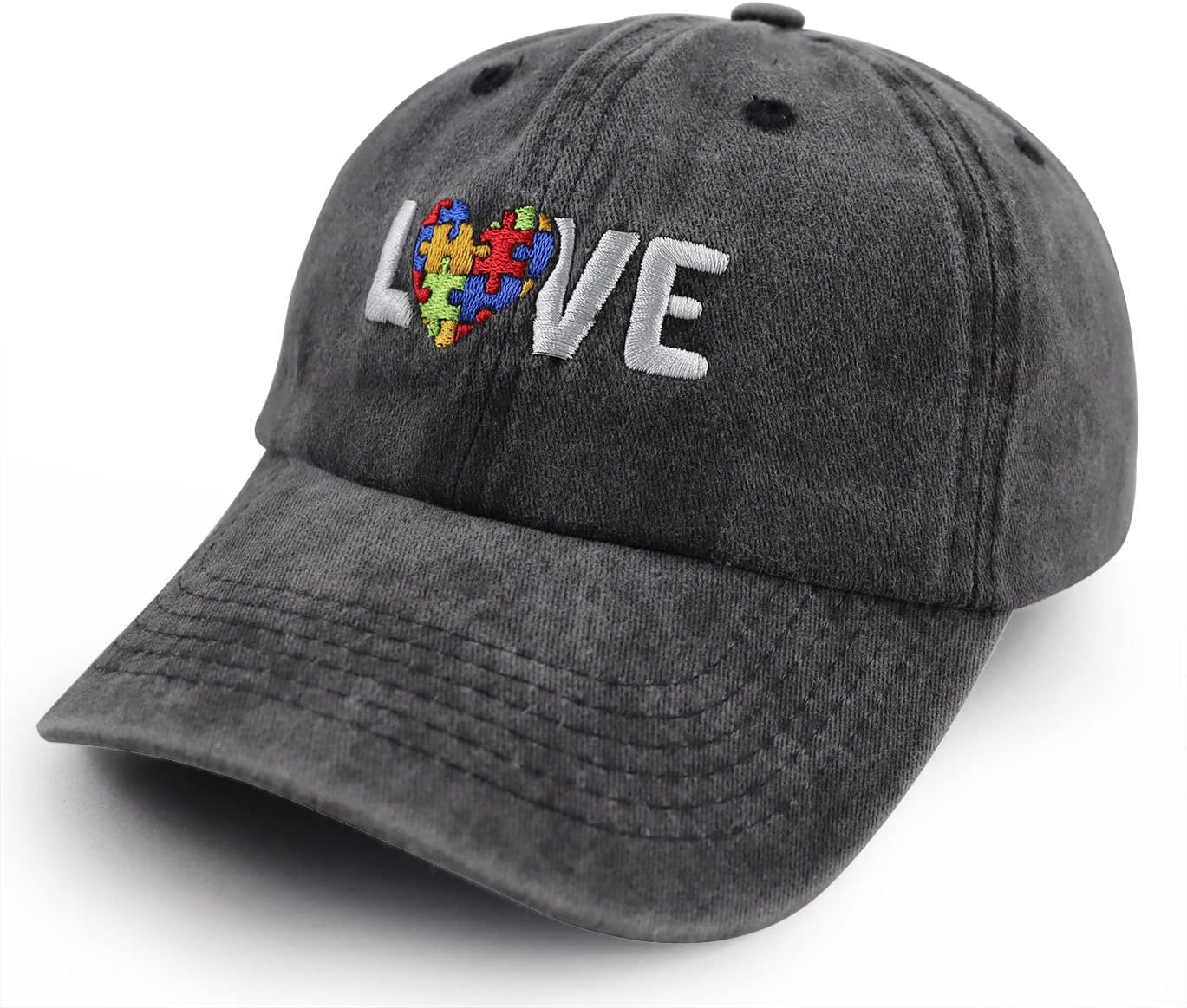 Proud Autism Mom Hat for Women, Adjustable Washed Cotton Embroidered Autistic Puzzle Piece Mama Baseball Cap - Image 2