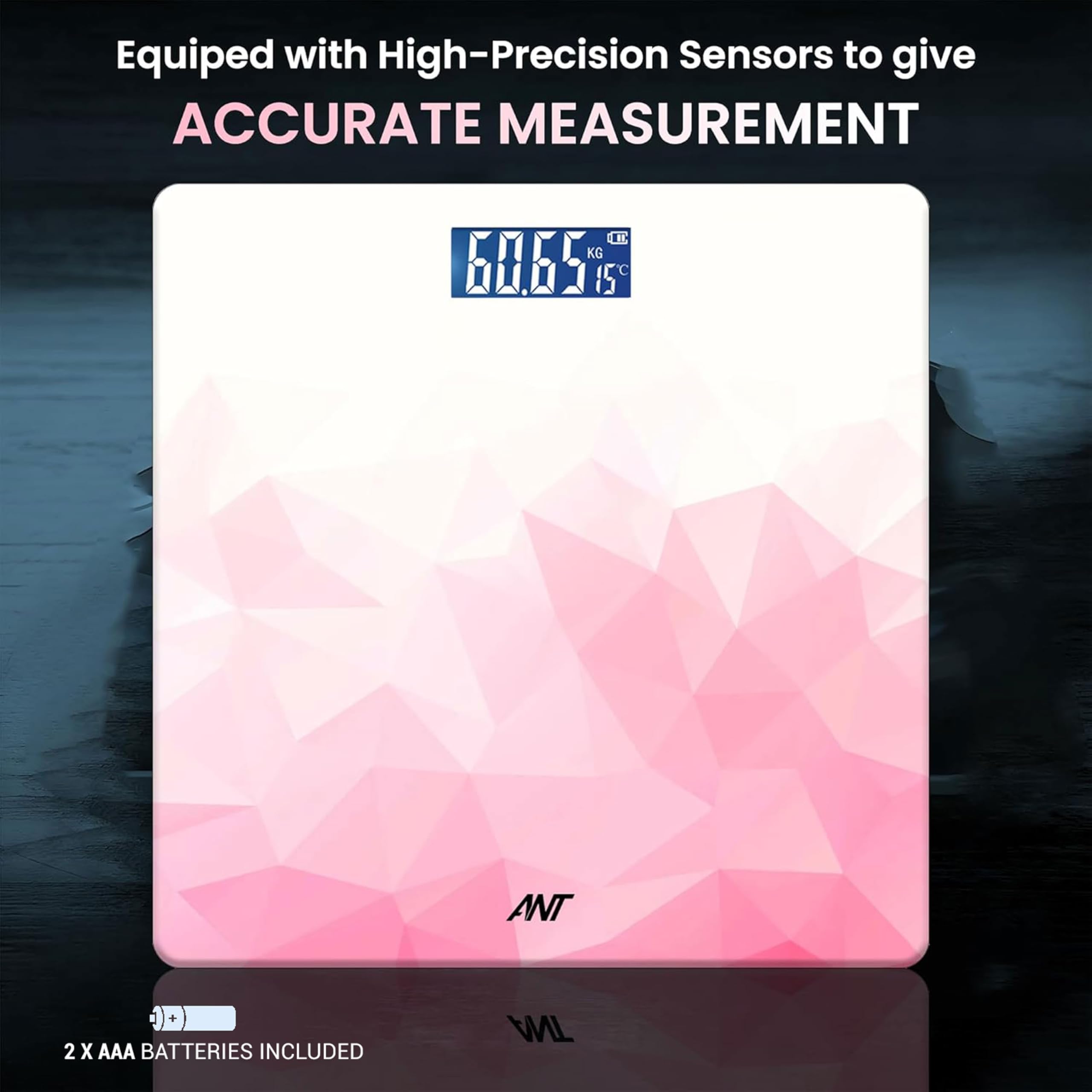 ANT Flora Ruby Digital Personal Weighing Scale for Body Weight, 180kg Capacity, High Precision Strain Sensor, LCD Backlit Display, 5mm Tempered Glass, Auto On/Off, 40 Months Warranty 2