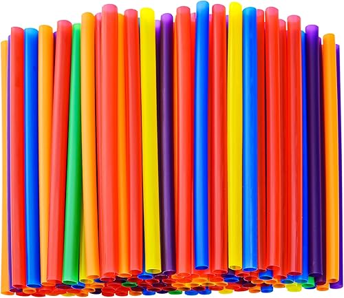 100 popotes grandes para batidos, (0.4 pulgadas de diámetro x 8.3 pulgadas de largo) de plástico desechable colorido grande de boca ancha