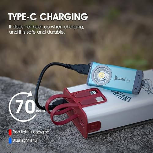 Miniatura 3 de WUBEN Mini linternas LED G2, 500 lúmenes, llavero de linterna EDC pequeño, linterna de bolsillo de mano recargable de 5 modos con altos lúmenes para