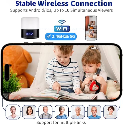 Miniatura 2 de Cámara de seguridad 3 en 1 con tarjeta SD de 128 GB, altavoz Bluetooth y luz nocturna, cámara interior inalámbrica de 1080P, detección de movimiento