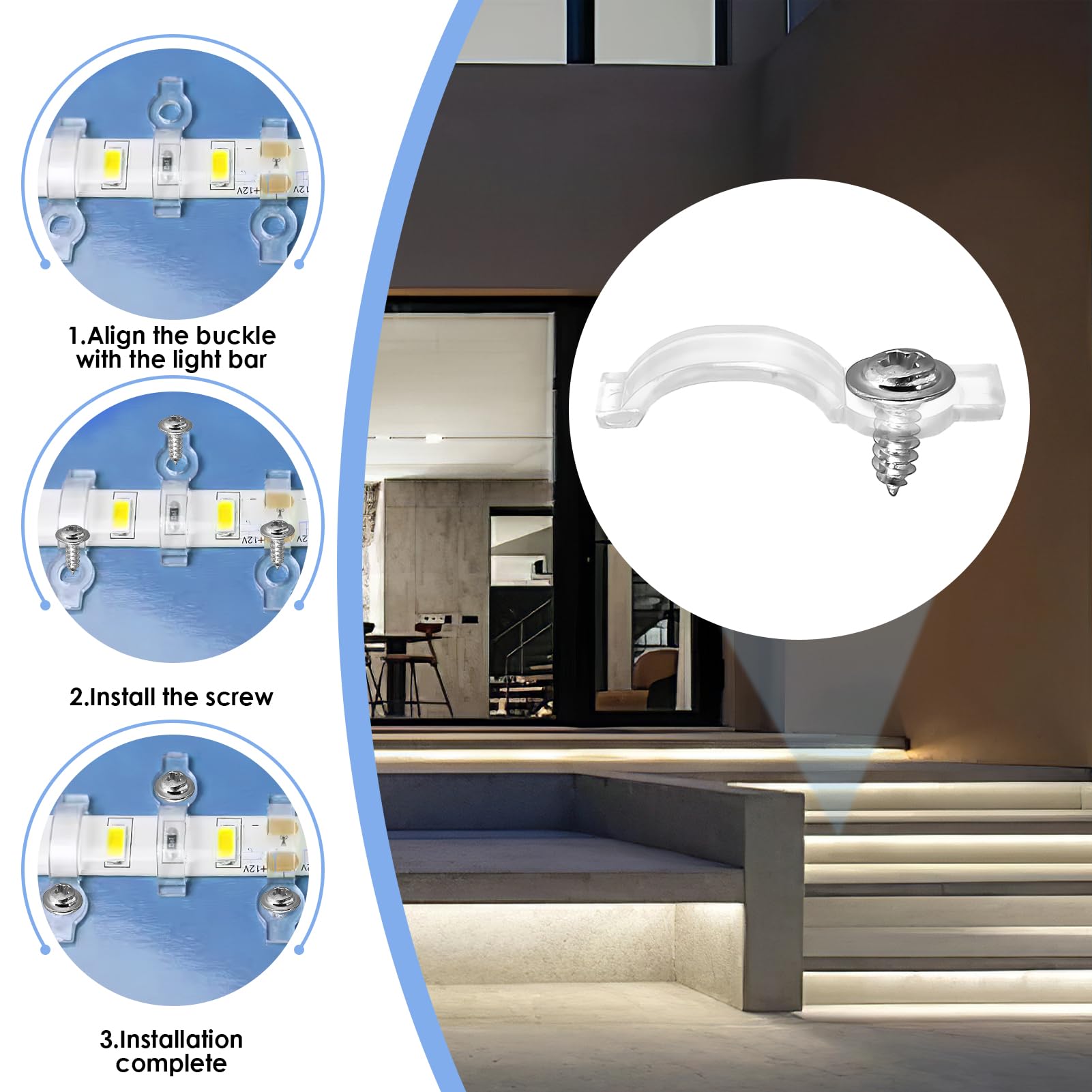 Led Video Light Clip Led Strip Clips, 100pcs Led Strip Light Connectors Led Strip Light ...