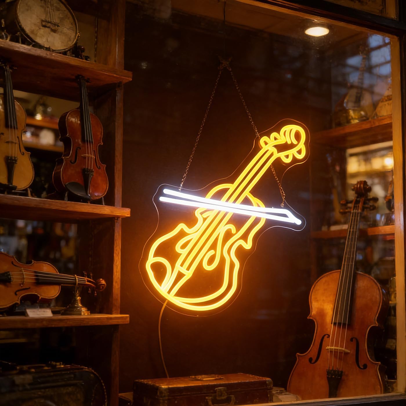 Violin LED Neon Sign, Music Player Neon Signs, Music Instrument Wall Room Bedroom Game Room Art Decor, Violin Enthusiasts Artist Neon Light Wall Art Christmas Birthday Gift