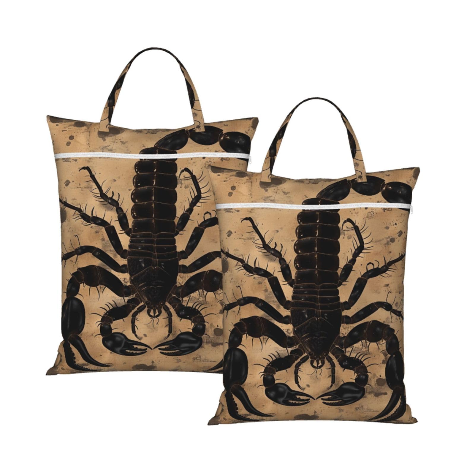 Large Travel Laundry Bags,Scorpion Print with Handle Foldable Laundry Bag for Holidays Gym Swimming and Family Trips, 2Pcs