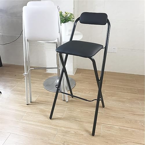 Miniatura 2 de ZYLEDW Taburete de bar plegable, taburete alto con respaldo, silla de pub de madera, taburete de metal con capacidad de 220 libras (color cojín