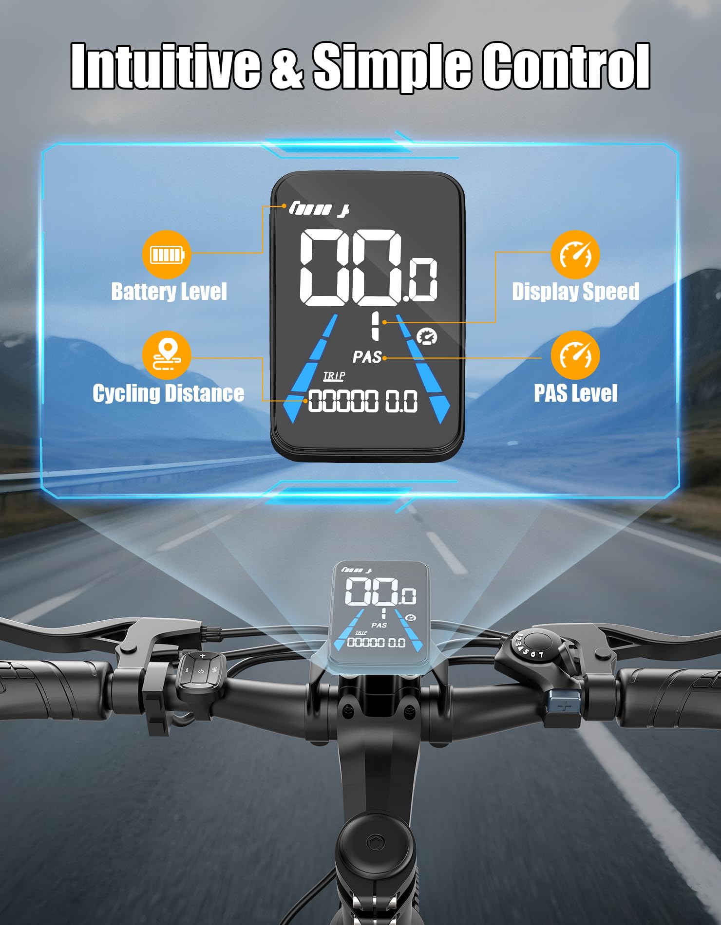 Electric Bike for Adults, 26" Ebike, Peak 1500W Motor, 40KM/H 105 KM Max Range E Bikes for Adults, 480Wh Removable Battery, Adult Electric Bicycles for Commute Mountain, 7-Speed, Front Suspension — view 5