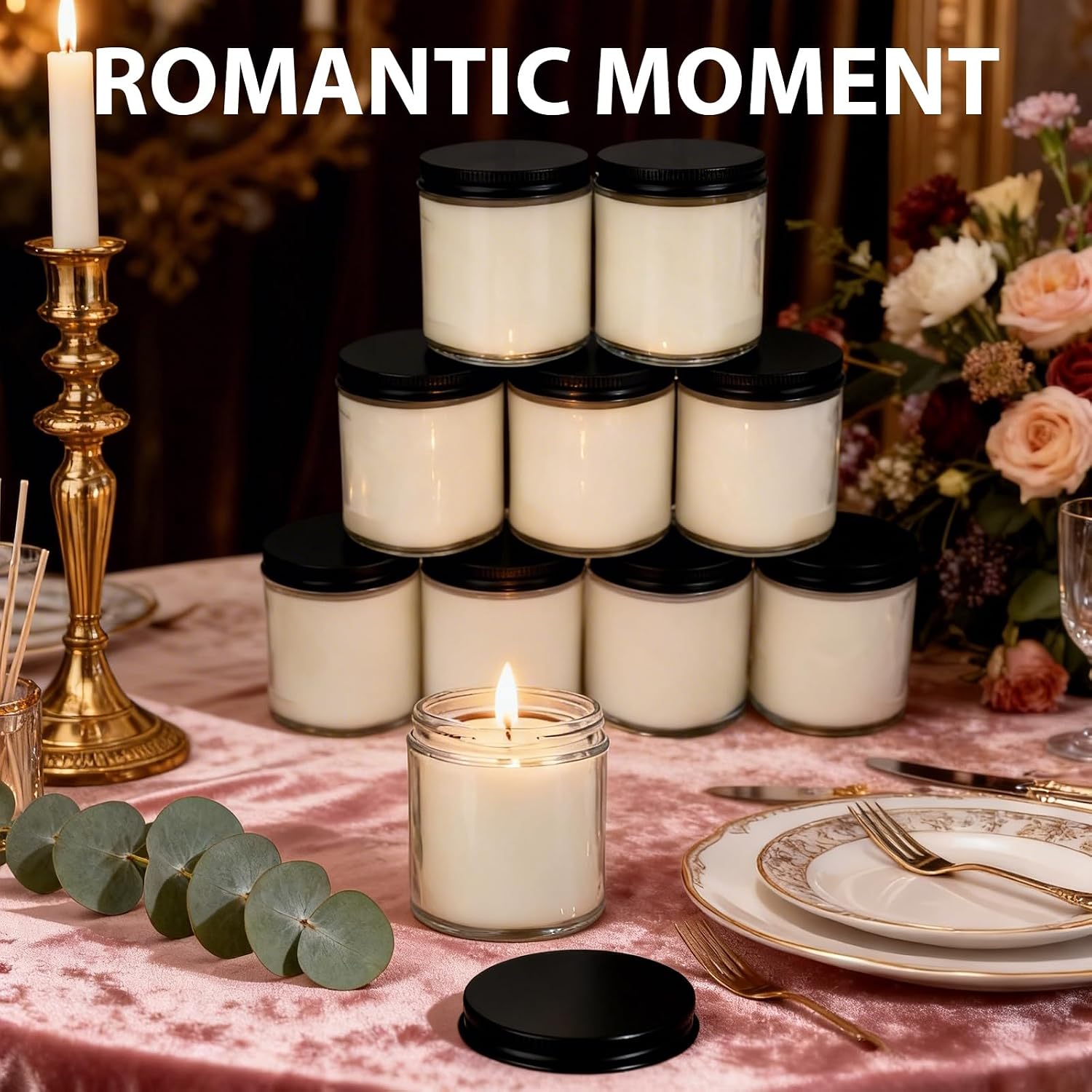 12 PCS 8oz Large Eucalyptus Scented Long Lasting Pure Soy Wax Candles | Calming Home Fragrance | Premium Bulk Gift Set | Wedding Favors, Spa, Hotel & Corporate Events