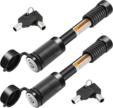 METOWARE Trailer Hitch Lock Hitch Receiver Pin Lock Fits Class III IV V and 2- 3-1/2" Receiver with 5/8" Dia 4 Lock Pin and 8 Anti-Rattle Rubber O-Rings Receiver Hitch Lock 2 Pack