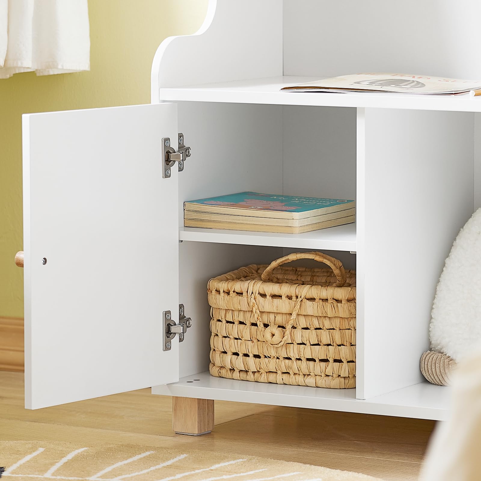 SoBuy Comodino per bambini Scaffale per cameretta per bambini Mobili per cameretta Bianco 60x35x87cm KMB84-W