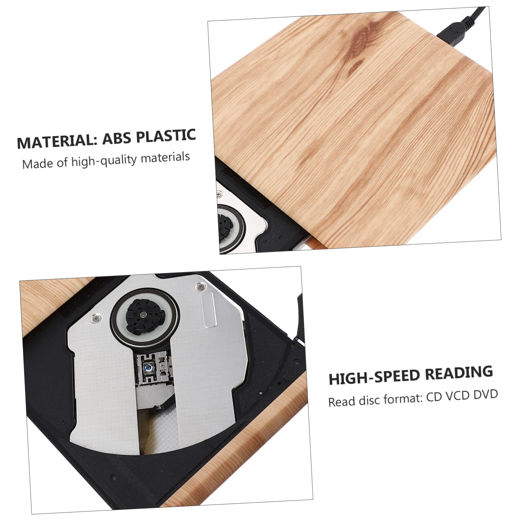 KONTONTY External DVD Drive Type-c USB Portable Cd DVD Burner Multi-Functional Optical Drive for Data Backup File Burning and Music Playback Compatible Laptops and Desktops