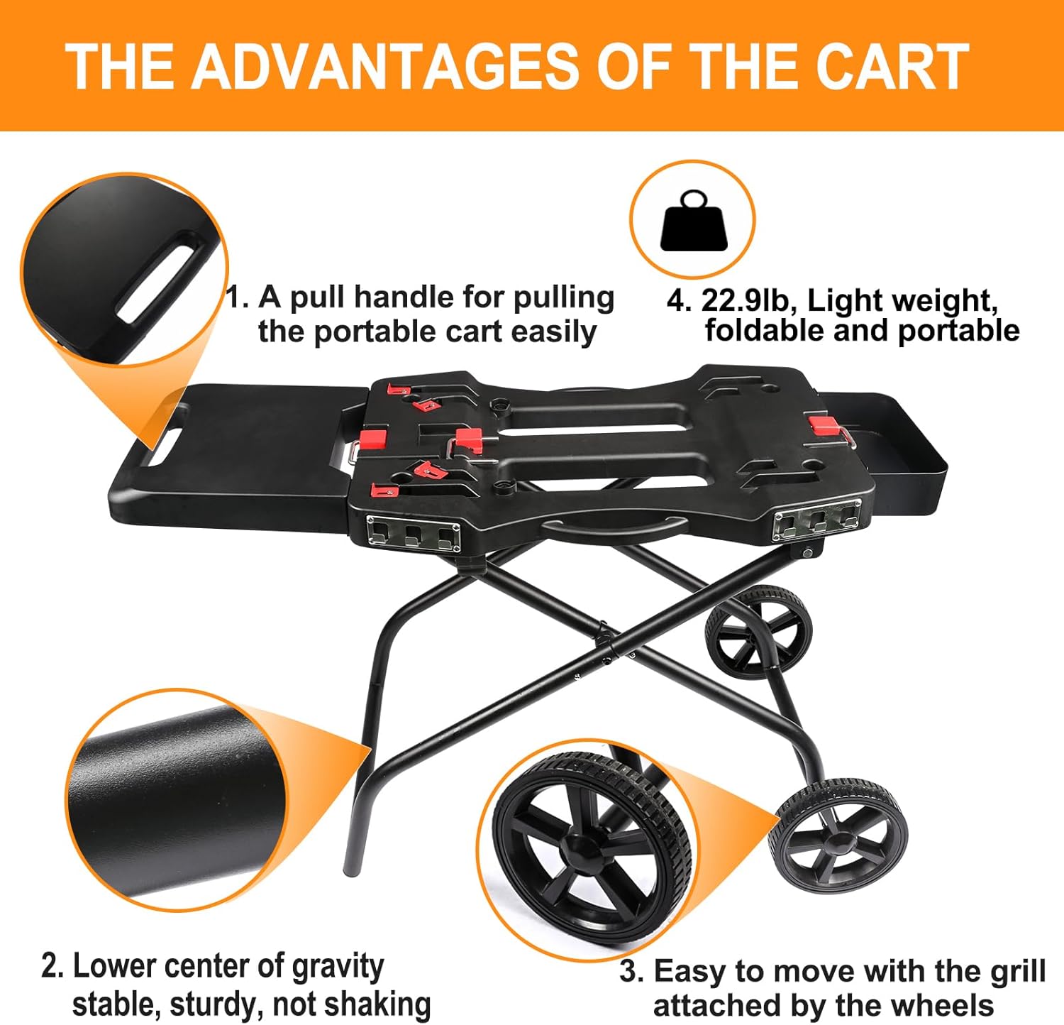 Hisencn Grill Stand for Weber Q1200, Q1000, Q2200, Q2400 Portable Grill Cart for Blackstone 17"& 22" Table Top Griddles, Griddle Stand for Blackstone & Weber Travel and Camping