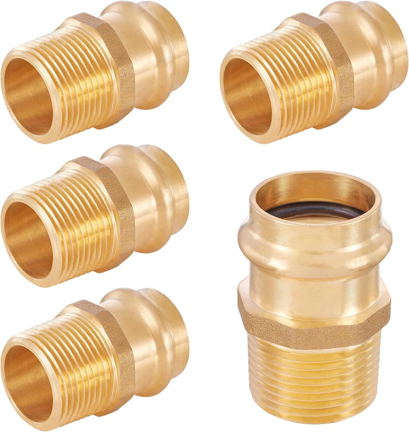 10-Pack HeSun Copper Press Fitting Adapter,3/4" Press X 3/4" Male NPT Adapter, LF Brass(PEX1807350)
