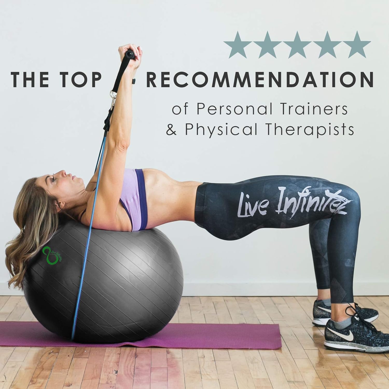 Tech Deals 🔥 Live Infinitely Exercise Ball (55cm-95cm) Extra Thick Professional Grade Balance & Stability Ball- Anti Burst Tested Supports 2200lbs- Includes Hand Pump & Workout Guide Access