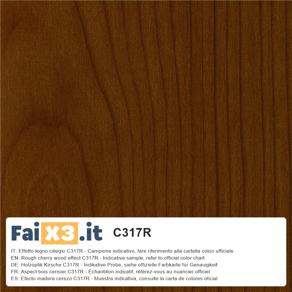 FaiX3.it - Perfil angular en L 20x20x1 mm de aluminio, efecto madera cerezo C317R, longitud 2500 mm