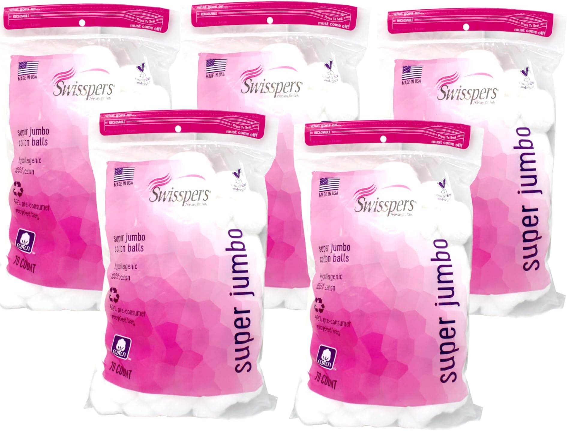 Swisspers Cotton Balls Jumbo Plus Size, 70 Count Beauty