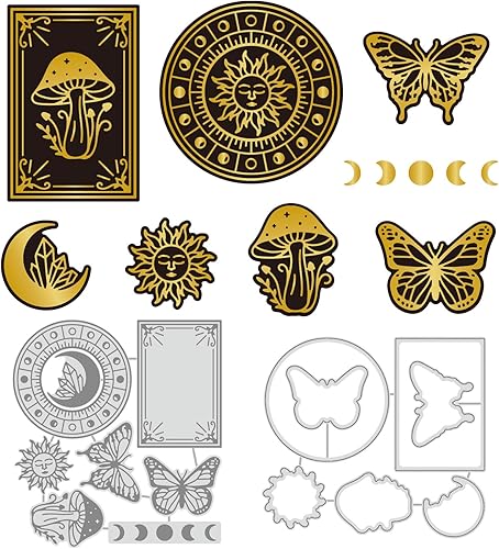 GLOBLELAND 8 troqueles de corte de metal de adivinación y placa de papel de aluminio en caliente, plantillas de grabado de metal para manualidades,