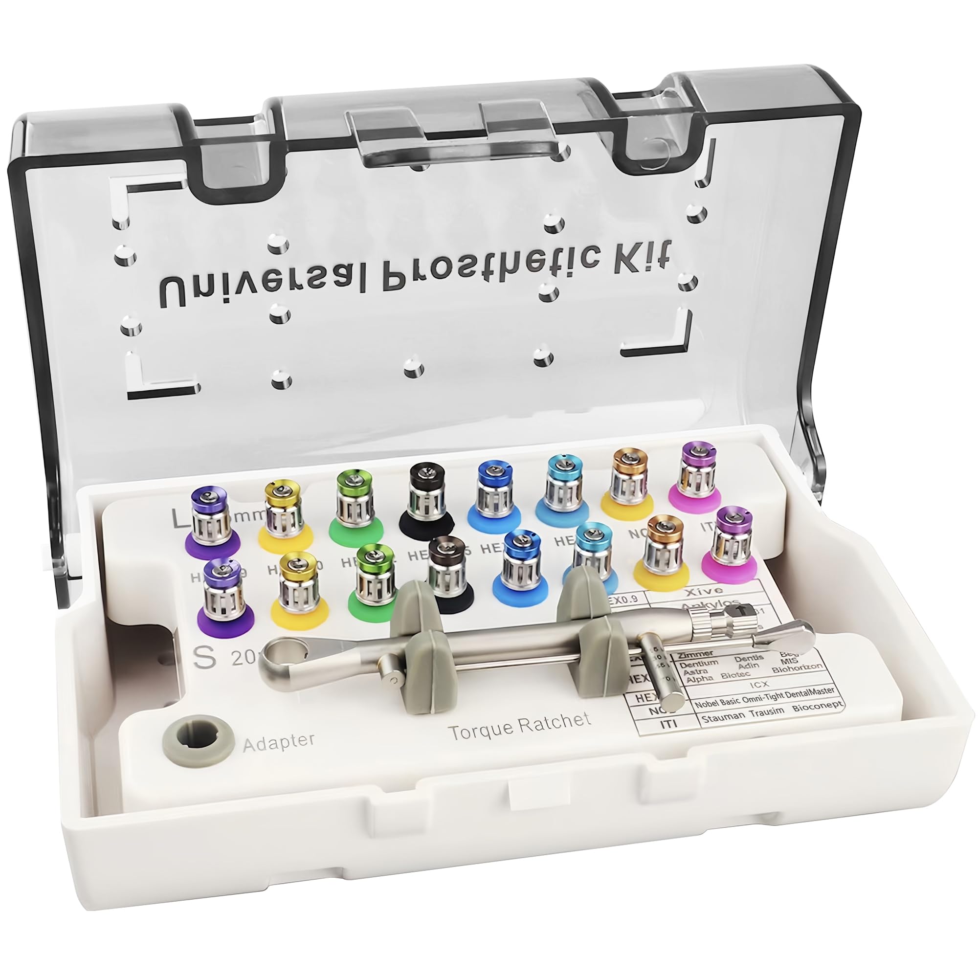 OIHYA Dental Implant Torque Wrench Set, Fully Autoclavable Universal Prosthetic Kit: 10-70Ncm Adjustable Ratchet, 16pcs Screwdrivers and Case for