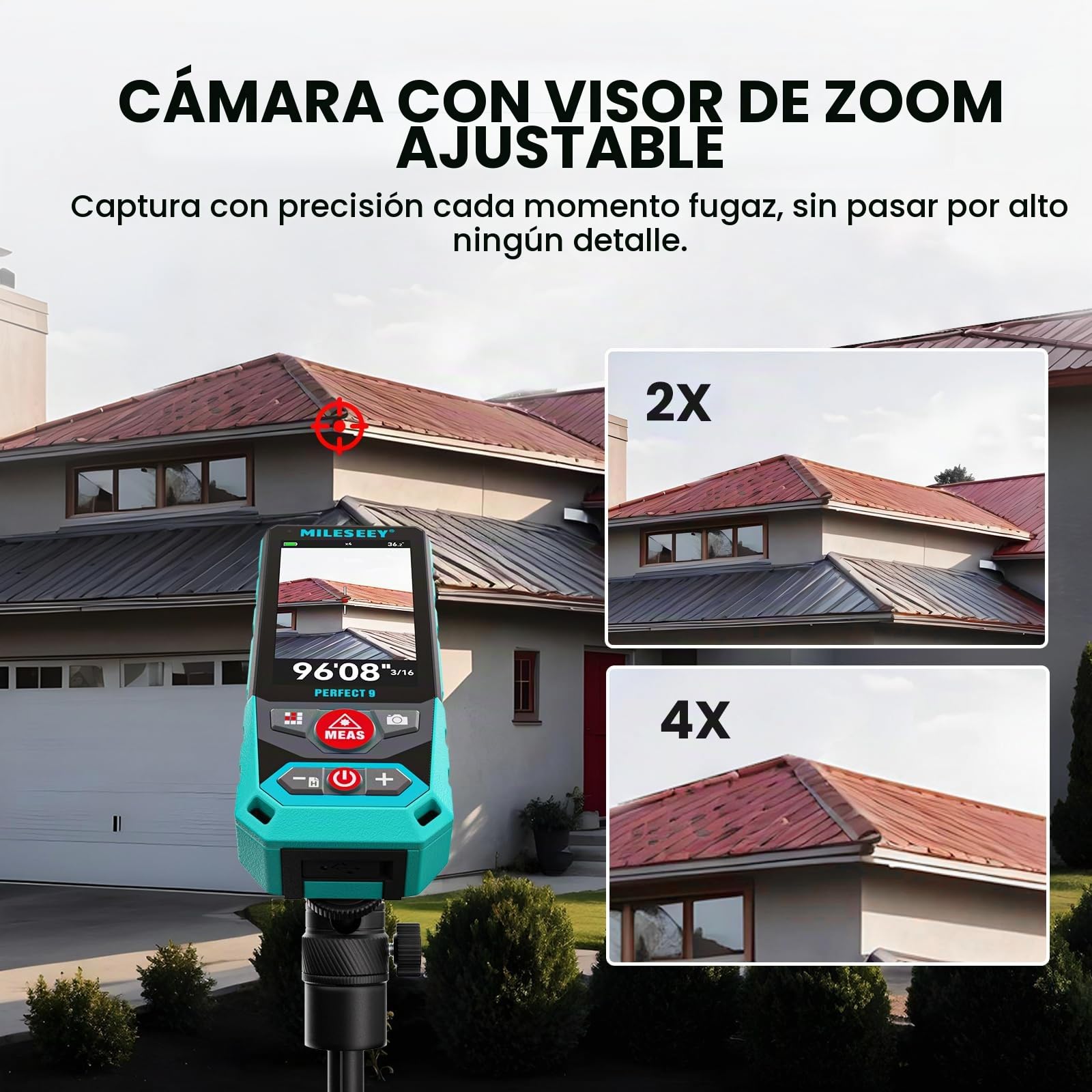 MILESEEY P9 Medidor Laser para Exteriores, 300m Metro Láser de Profesional | Zoom HD 4X, 3" Pantalla Retroilum, Tecnología Punto a Punto para Grandes Proyectos al Exterior