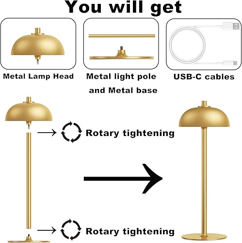 Miniatura 8 de Lámpara de mesa inalámbrica recargable  Luz de mesa con pilas de 5000 mAh, lámpara de mesa LED regulable de 3 colores con función de memoria para