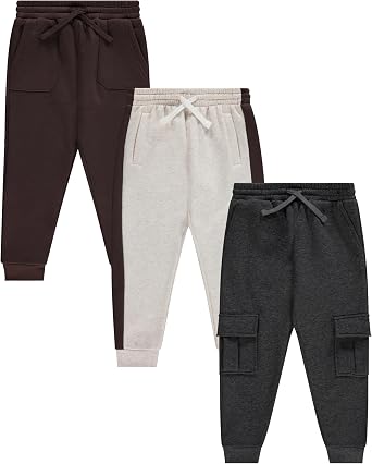 Boys Jogger Pants Set Comfortable, Durable, and Stylish Pack of 3 with Pockets