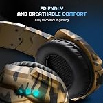Docooler Casque de jeu avec Microphone, casque de jeu sur oreille avec 40mm HiFi Des chauffeurs, 120° Mic réglable, Coussins d'oreille en mousse de mémoire pour PC Console mobile pour ordinateur portable (jaune)
