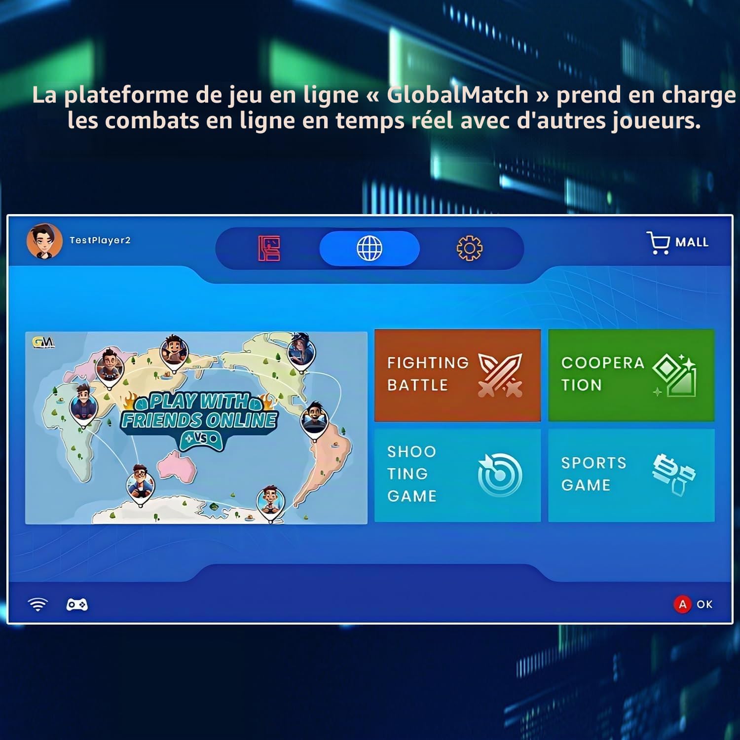 GO15 Console de Jeu Vidéo Rétro, 12 Jeux Rétro sous Licence Visco et 18 PIKO Intégrés, Prend en Charge Les Combats en Ligne en Temps Réel des Joueurs