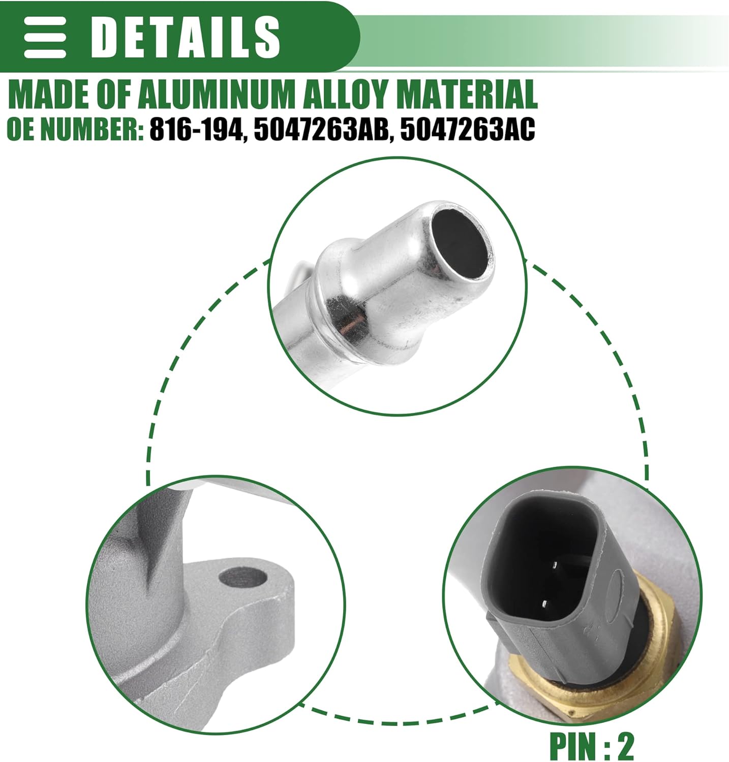 Motoforti Engine Coolant Thermostat Housing Assembly, for Jeep Cherokee 2014-2021, Metal, 816-194, Silver Tone