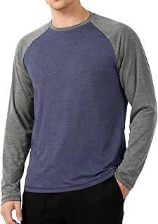 Mens Long Sleeve Shirts Casual Crew Neck Baseball T Shirt Raglan Athletic Tees Lightweight Tops