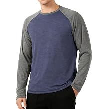Mens Long Sleeve Shirts Casual Crew Neck Baseball T Shirt Raglan Athletic Tees Lightweight Tops