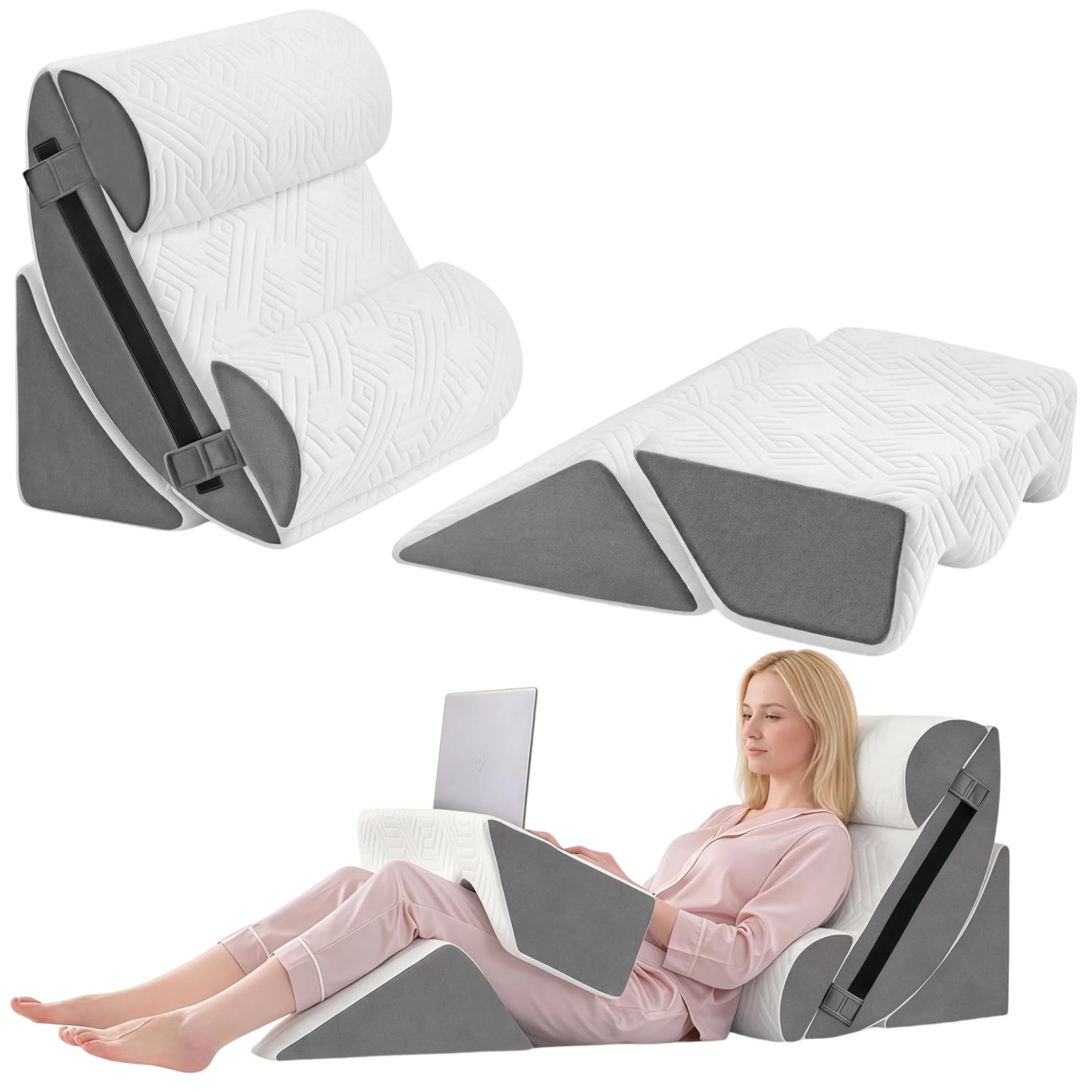 Juego de 6 almohadas ortopédicas en cuña para cirugía postal, almohada de apoyo para dormir, cojín triangular, almohada de espuma viscoelástica para ardor de estómago, alivio del dolor, elevación de