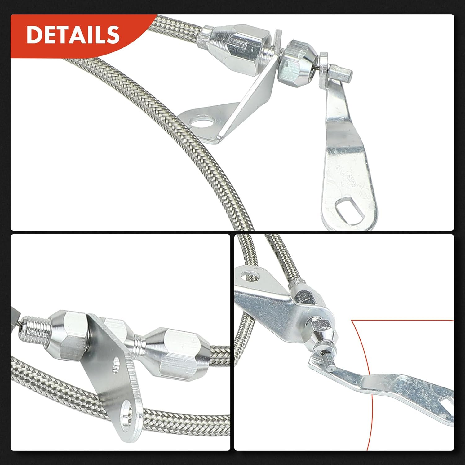 A-Premium Transmission Kick Down Cable Kit - Compatible with Ford C-4 C4 Transmissions - Braided Stainless Steel Transmission Detent Kickdown Trans Wiring Kit