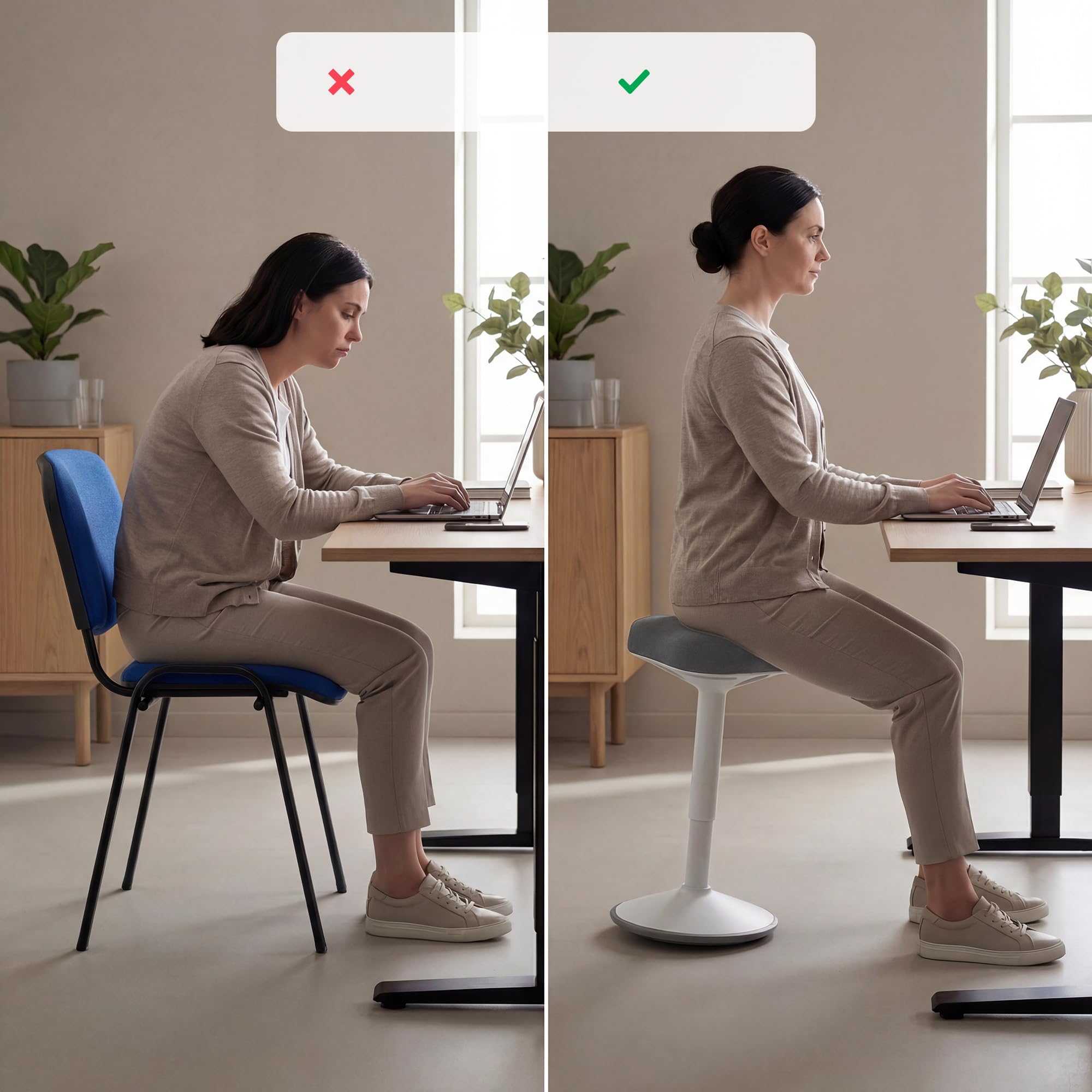 Jan Nowak Taburete ergonomico Regulable 58-83 cm Giratorio 360 Asiento Activo oscilante Taburete Oficina Profesional Taburete Laboratorio Resistente hasta 130 kg
