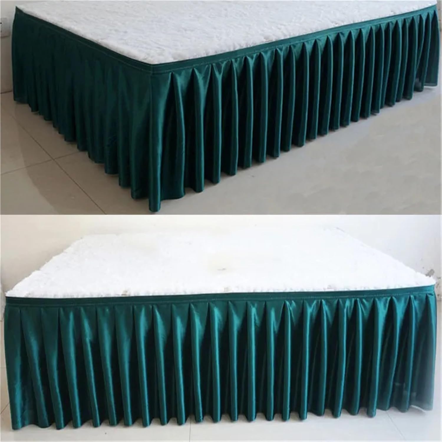 Party Table Skirt Ice Silk Chiffon White Color Wedding Table Skirt Party Banquet Stage For Cloth Decoration(42 light green,H75cm x L300cm)