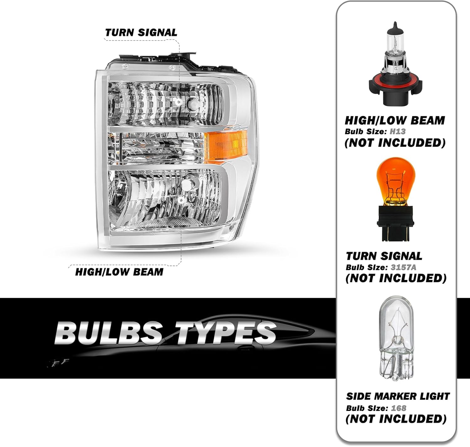 SOCKIR Headlight Assembly Aero Style Fit for 2008-2014 Ford E150 E250 2008-2021 E350 E450 Super Duty (Left Driver Side)