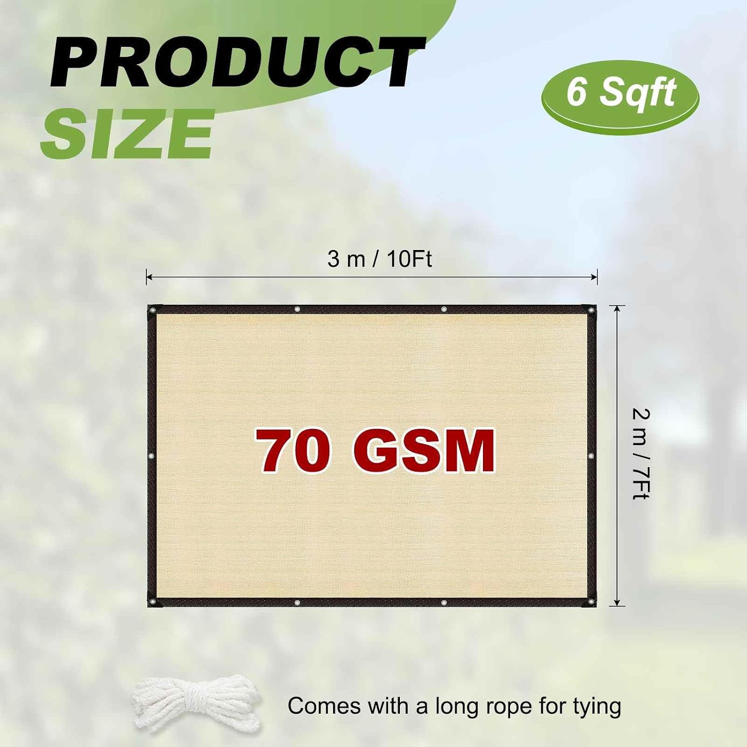 HARFINGTON Fence Privacy Screen 7ft x 10ft(6 Sqft) Shade Cloth Cover Mesh Fencing Mesh Shade Net Cover for Balcony Outdoor Deck Backyard Porch Plant, Khaki