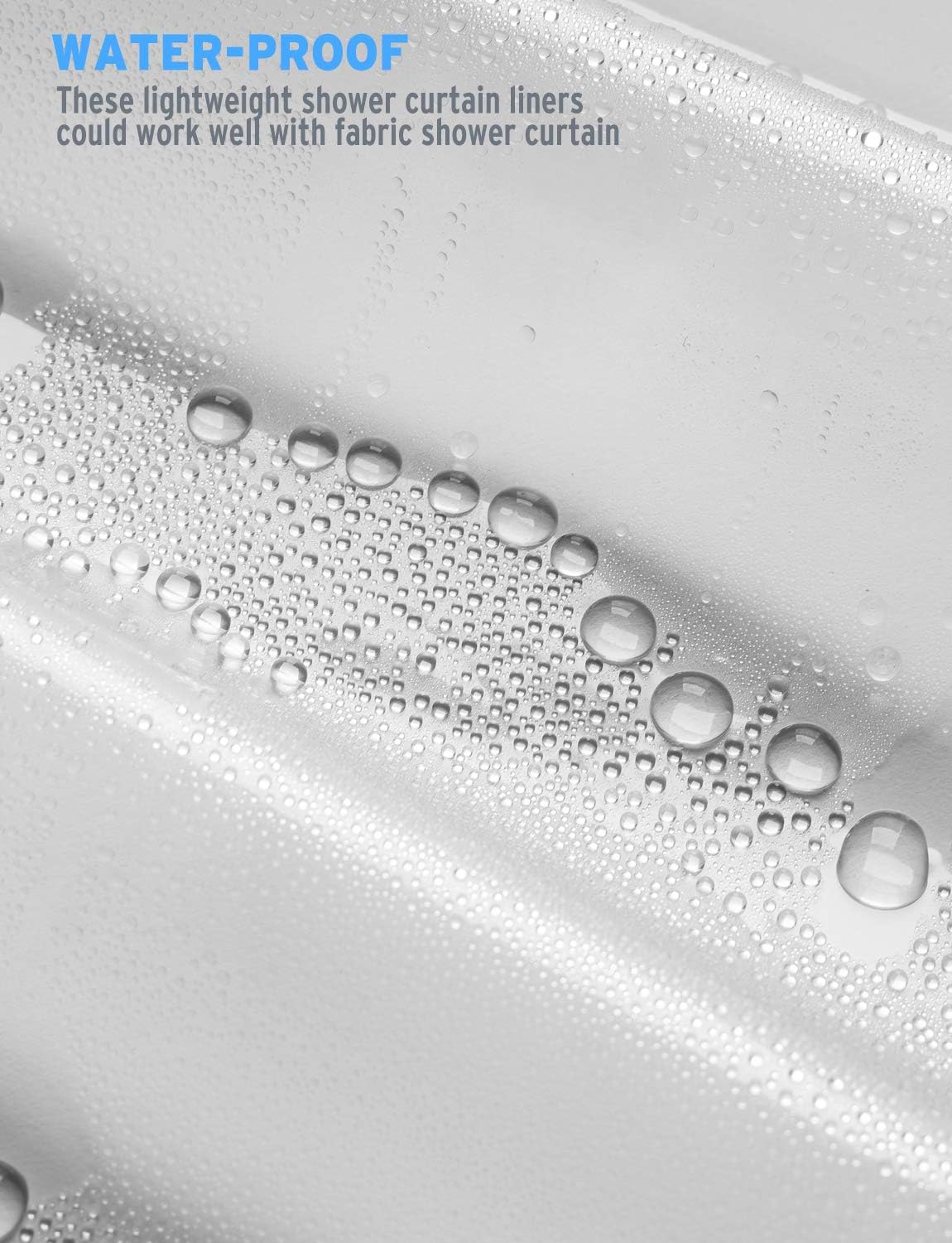 AmazerBath 1 Pack Shower Curtain Liners, 72 x 84 Inches PEVA 3G Shower Curtains with Heavy Duty Beads and 12 Grommet Holes, Waterproof Plastic Liners - Clear