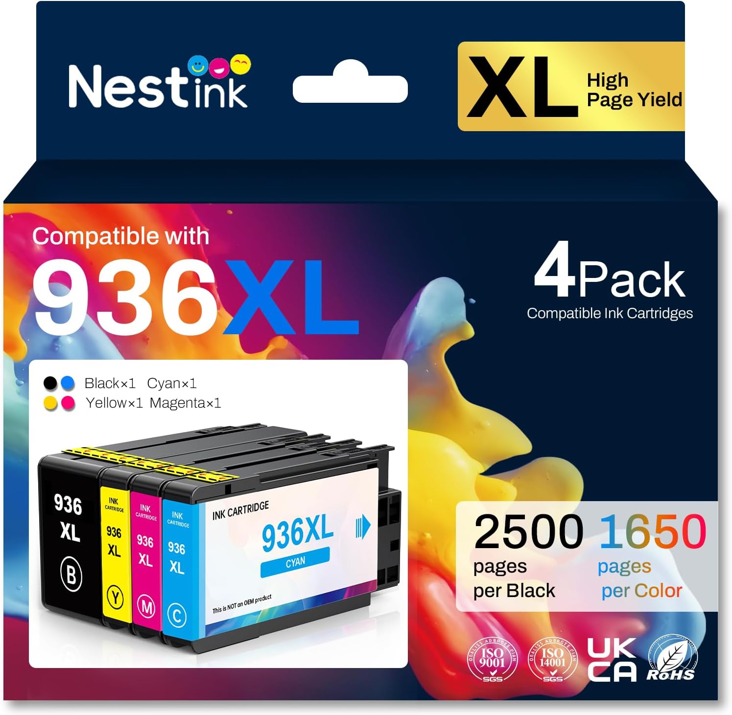 936 936XL Ink Cartridges Combo with Chip Compatible for HP 936E XL 4 Pack