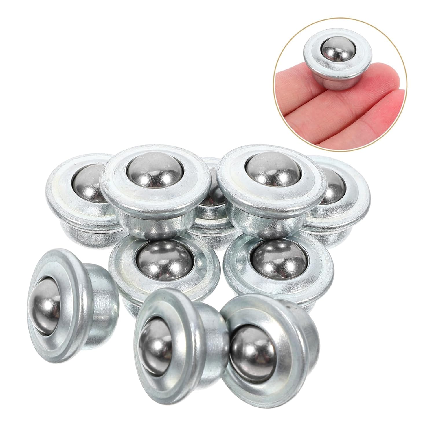 VOSAREA 10PCS Swivel Ball Bearing Roller Transfer Casters Rotatable Furniture Casters Heavy-Duty Steel Ball Bearings for Smooth Movement on Flat Surfaces