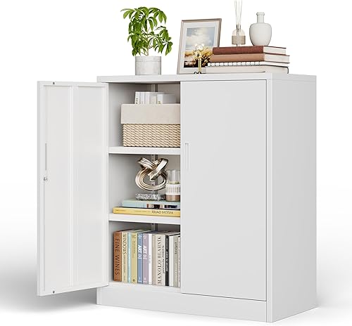 Miniatura 10 de BESFUR Armarios de almacenamiento de metal con estantes y puertas, armario de almacenamiento con bloqueo de 36 pulgadas de alto para oficina en