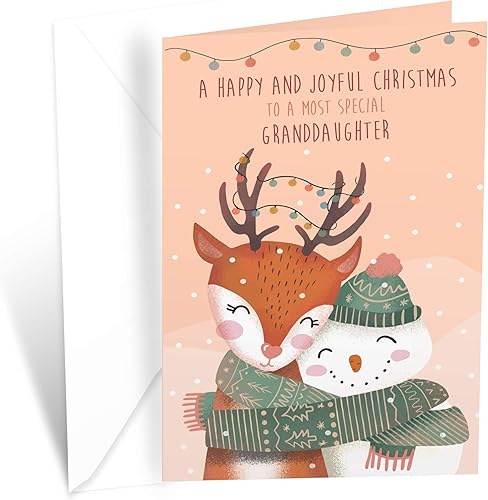 Tarjeta de Navidad para nieta hecha en Estados Unidos respetuosa con el medio ambiente tarjeta gruesa con sobre de alta calidad 5 x 775 pulgadas