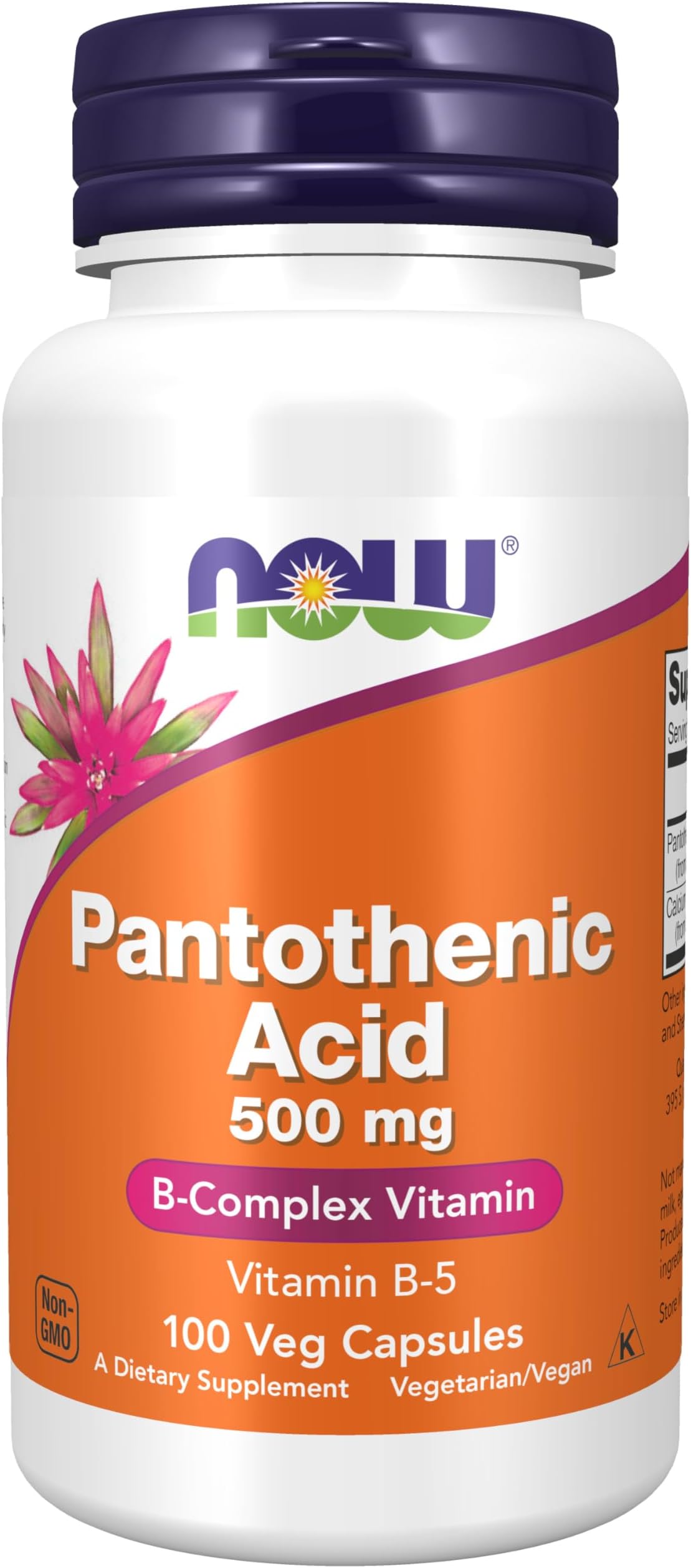 NOW Foods Pantothenic Acid 500mg, 100 Capsules (Pack of 2)